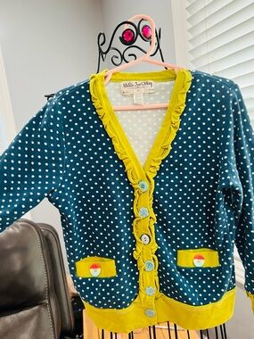 Matilda Jane Polka Dot Ruffle Trim Women’s Cardigan Sweater